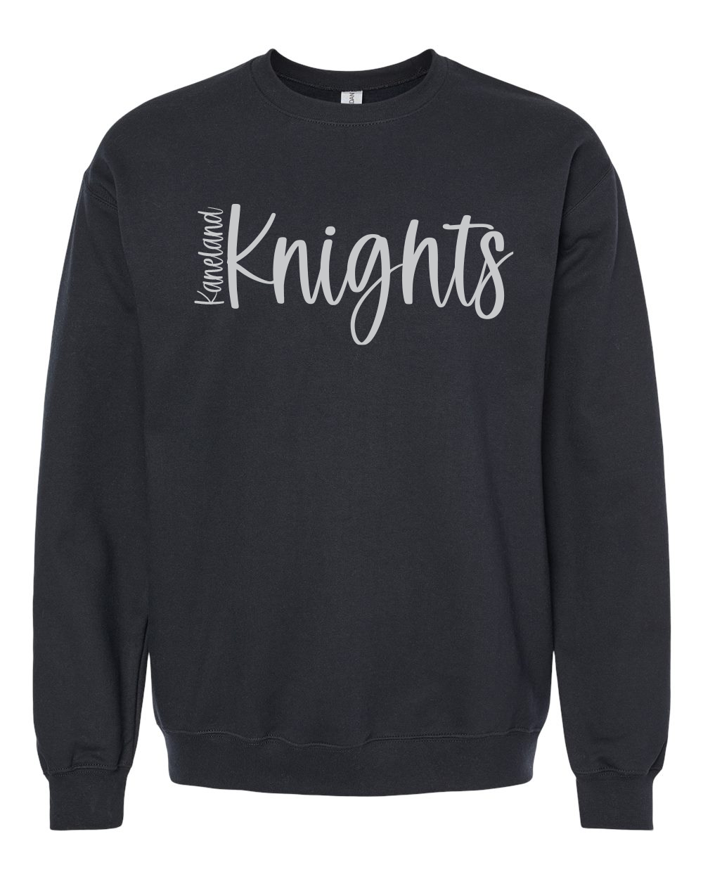 Kaneland Knights Stacked Graphic Crewneck Sweatshirt Black