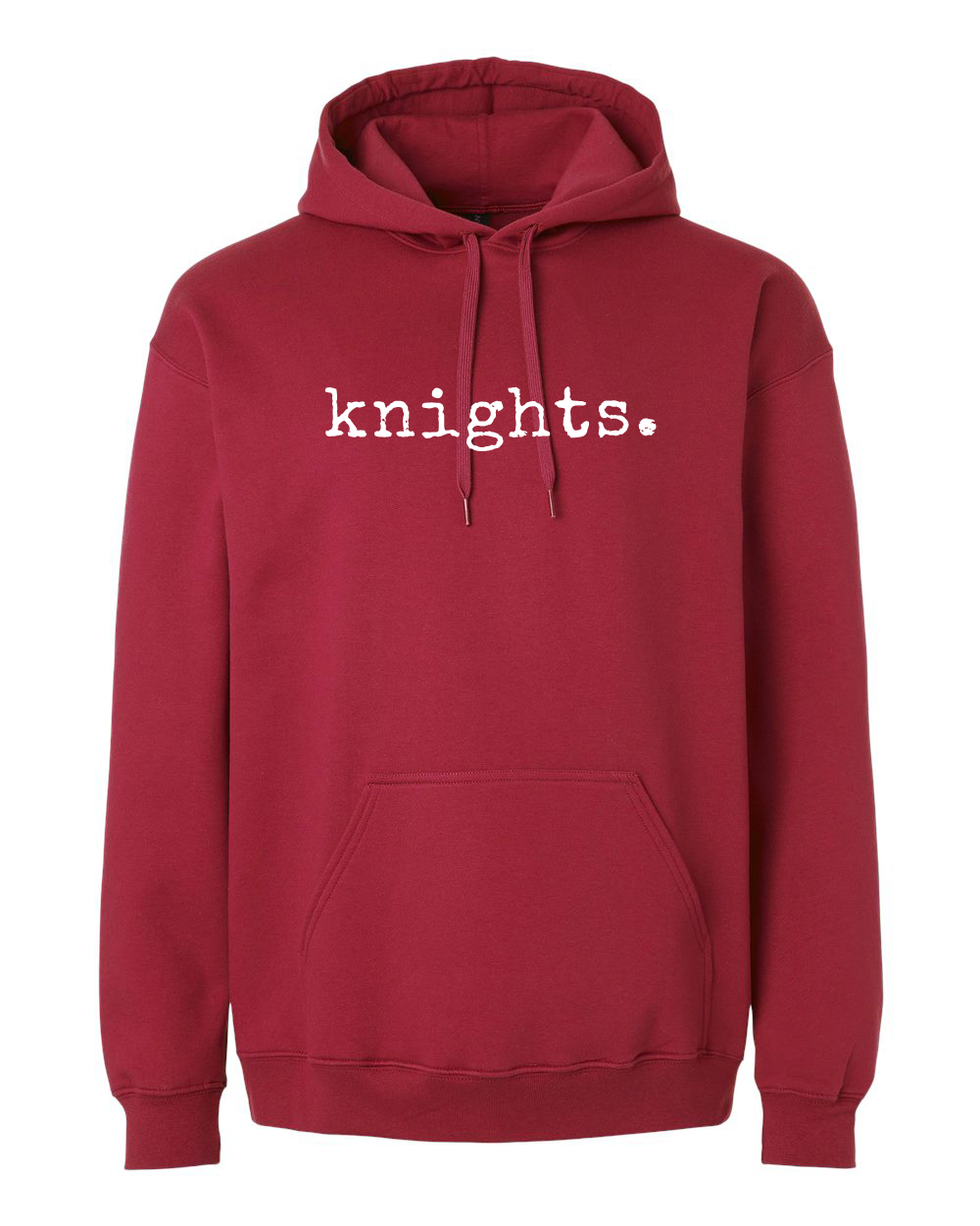 Knights Typewriter Styled Graphic Hooded Sweatshirt Cardinal