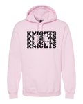 Warped Knights with Bow Graphic Hooded Sweatshirt Light Pink