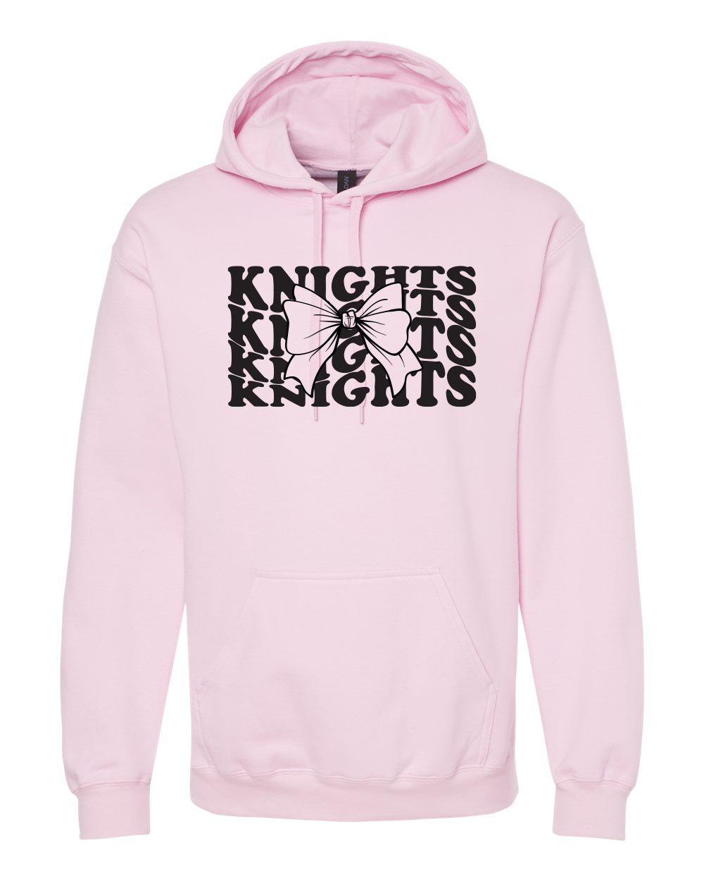 Warped Knights with Bow Graphic Hooded Sweatshirt Light Pink
